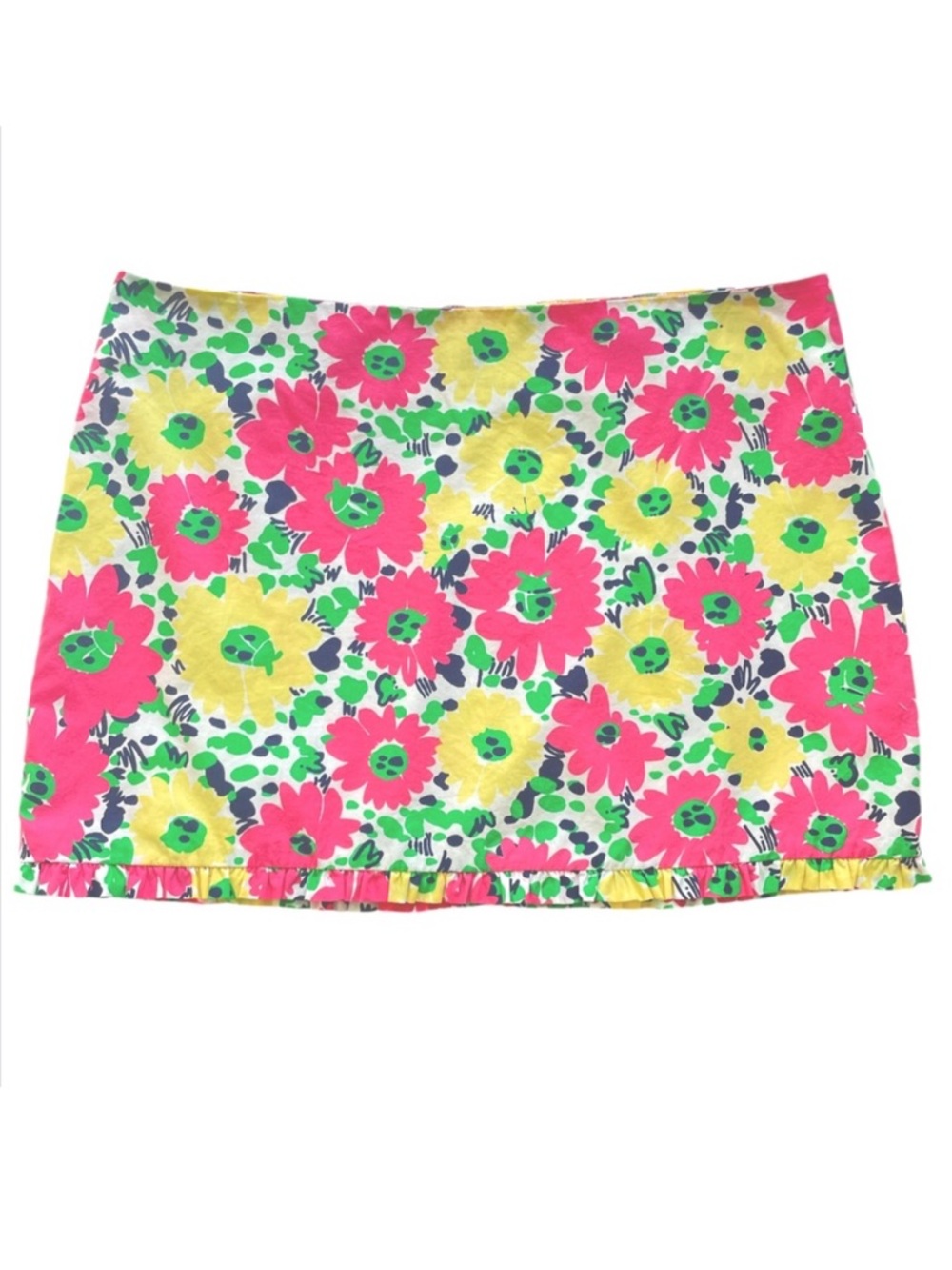 Lilly Pulitzer Callie Mini Skirt Doodlebug Multicolor Floral Ruffle Hem Cotton